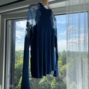 Free People Daniella Long Sleeve Mesh Lace Top
